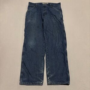 Wrangler Carpenter Jeans 34x32 Blue Fleece Lined Workwear Utility Grunge Casual